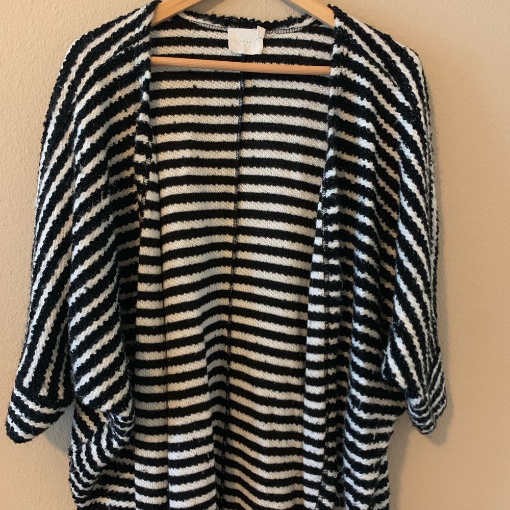 LUSH Black/ White Striped Cardigan
